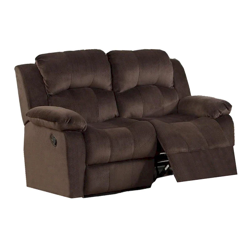 Pine Wood Reclining Loveseat With Padded Upholstery Brown