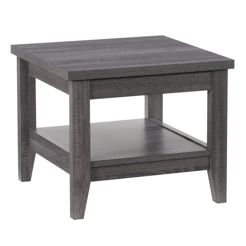 Hollywood Side Table with Shelf, Dark Grey