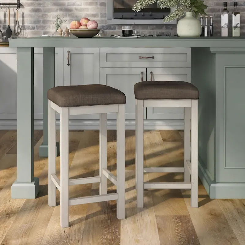 Antique White Backless Counter Stools, Set of 2