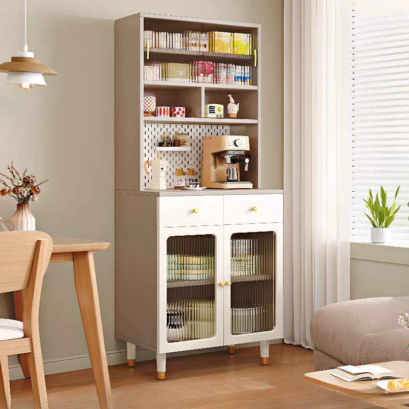 Freestanding Wooden Open Display Buffet Cabinet with Drawer