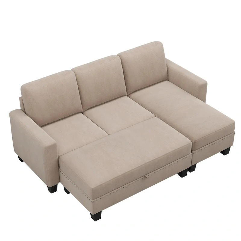 L-Shaped Reversible Modular Sectional Couch,Upholstered Sectional Sofa