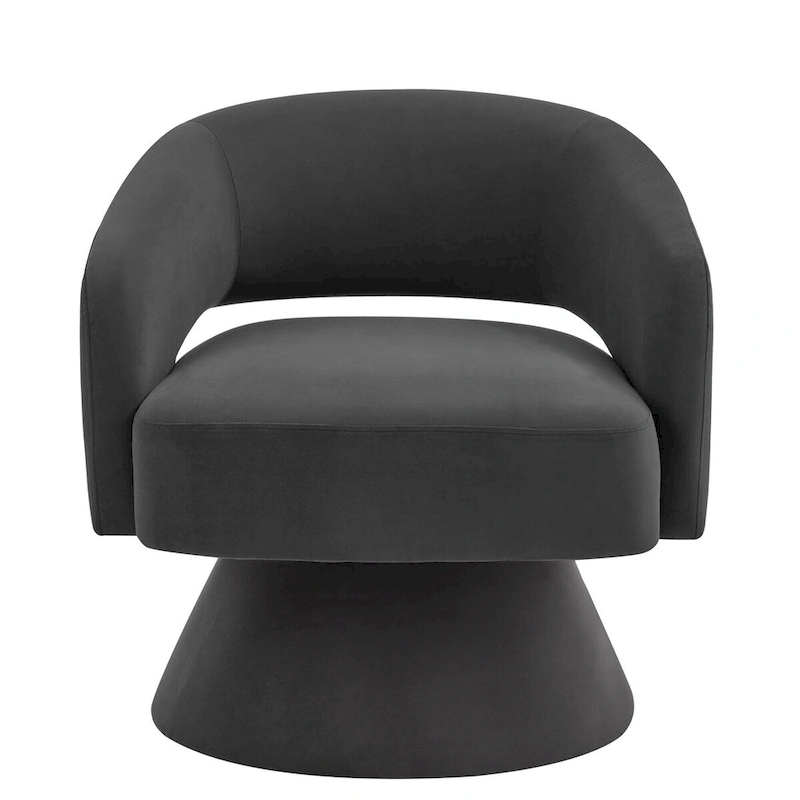 Upholstered Velvet Swivel Accent Chairs with Open Backrest