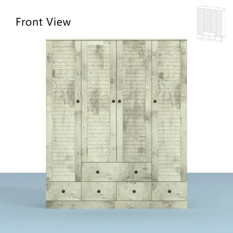 Wardrobe Armoire Closet 59W Large Freestanding Wardrobe Cabinet White