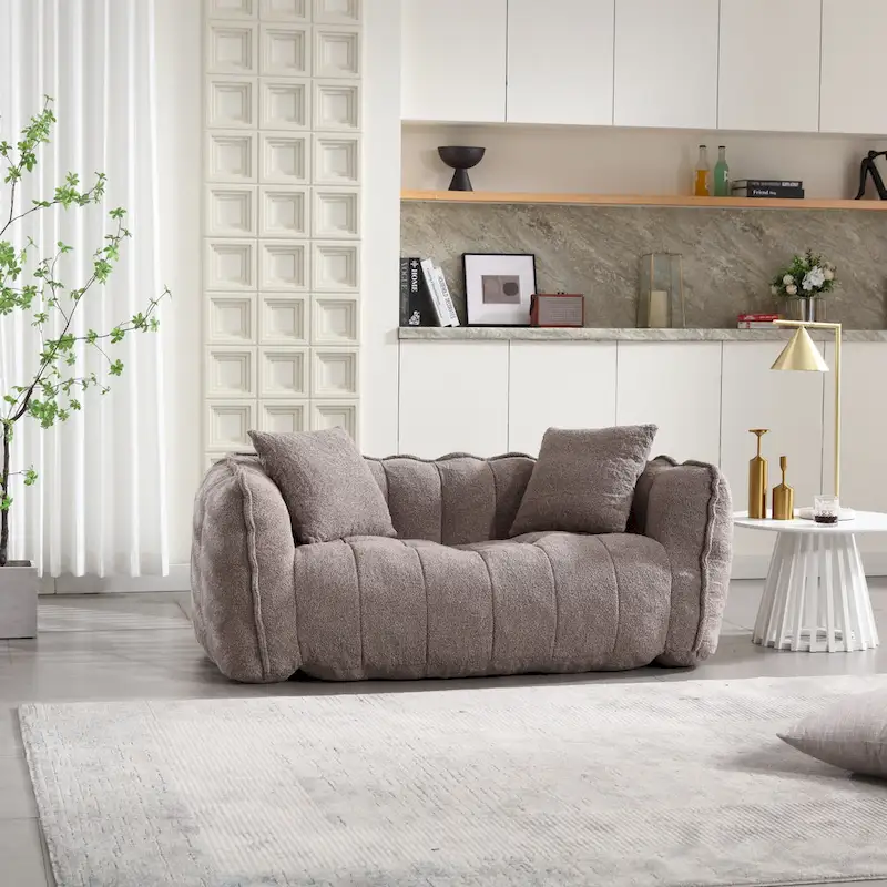 Modern 65-Inch Chenille Tufted Loveseat Accent Chair with High-Resilience Foam