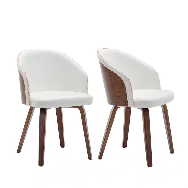 Maynau PU Leather & Wood Upholstered Dining Arm Chairs (Set 2)