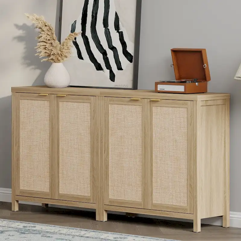 Rattan Sideboard Buffet  of 2 with 2 Doors