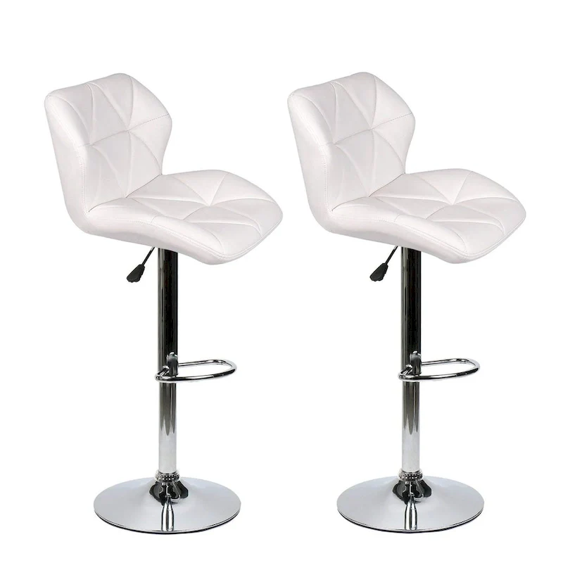 Modern Faux Leather Adjustable Swivel Bar Stools (Set of 2)