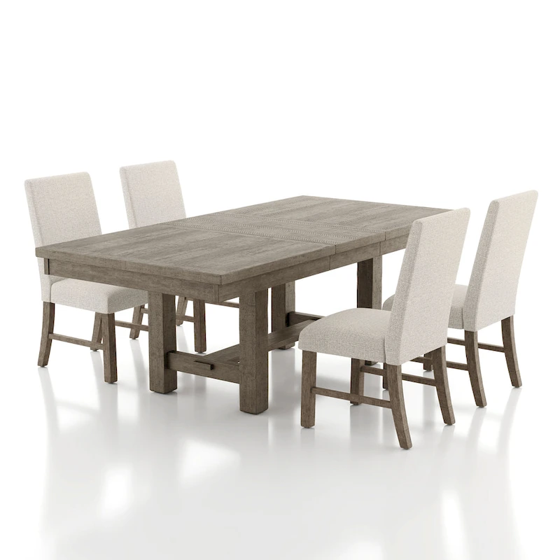 Jusk Rustic Grey Wood 5-Piece Dining Table Set by Furniture of America