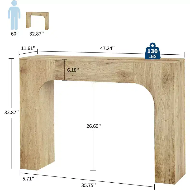 Long Console Table for Entryway, Wood Rectangular Sofa Table Behind Couch Table, Narrow Entryway Table for Living Room, Entrance, Hallway, Foyer
