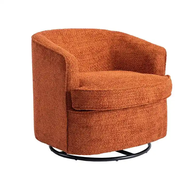 Upholstered Swivel Barrel Armchair - Single Seat
