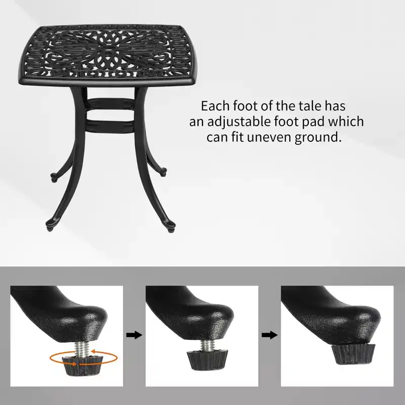 Karl Home | 21.3-Inch Square Cast Aluminum Garden Side Table