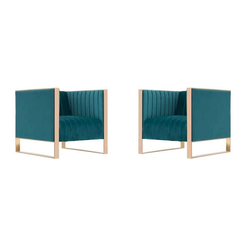 Manhattan Comfort Trillium Gold Frame Velvet Accent Chair (Set of 2)