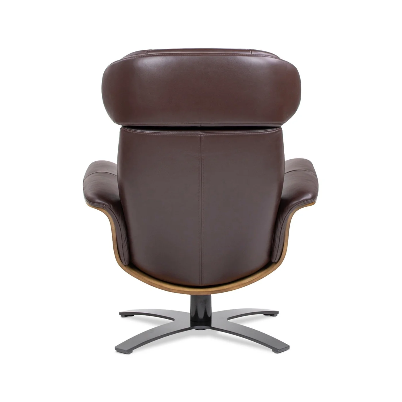 Jovan 31.5 Curved Wood Genuine Leather Recliner Lounge Chair