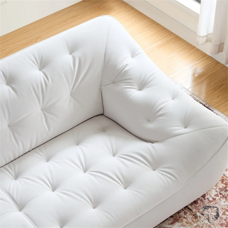 White Durable Fabric Sofa with Solid Wood Frame