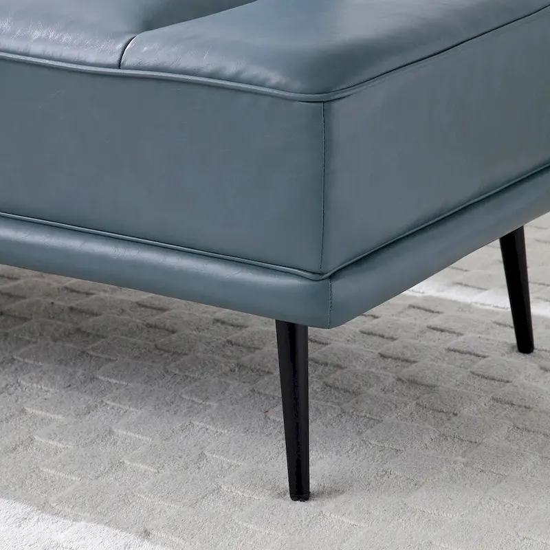 56.3Width End of Bed Bench,Faux Leather Upholstered With side table,360-degree Swivel tray couch,Entryway Ottoman,Metal Legs