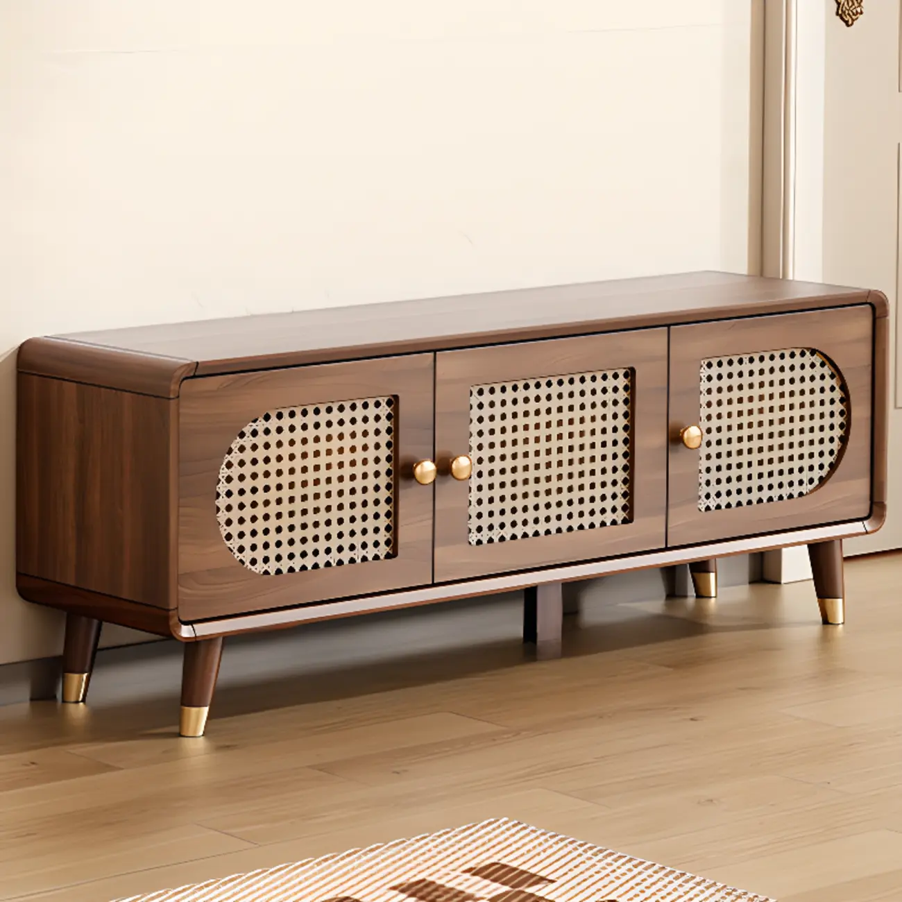 Bohemian Slim Brown Drop-Front Wood Shoe Cabinet