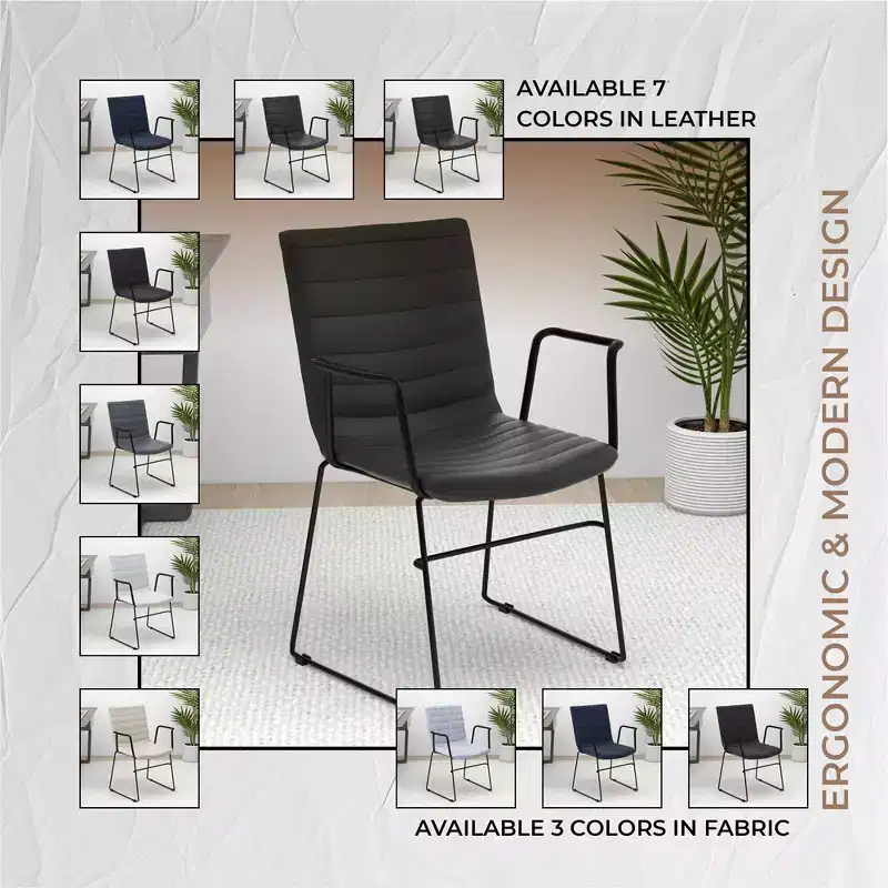 LeisureMod Ergonomic Office Chair Upholstered in Leather/Polyester with Powder-Coated Stainless Steel Frame Padded Seat and Back Zylar Collection