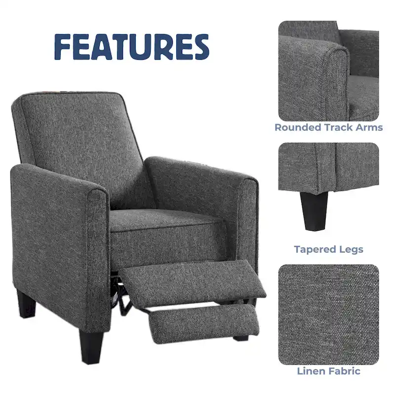 Traditional Fabric Recliner Chair with Footrest - 36.5