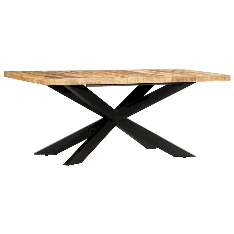 Solid Wood Dining Table, Natural/Reclaimed Finish, Industrial Style, Seats 6