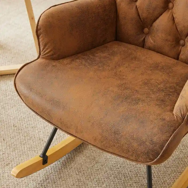 Rocking Chair Nursery, Upholstered Glider Rocker with High Backrest