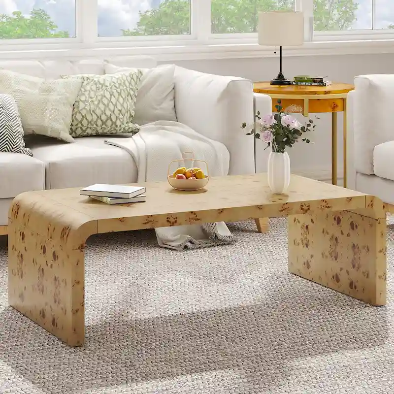Moasis 45 Arched Burl Leather Coffee Table