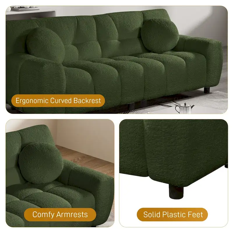 Teddy Boucle 2-Seat Cloud Deep Seat Sofa Couch for Living Room, Bedroom