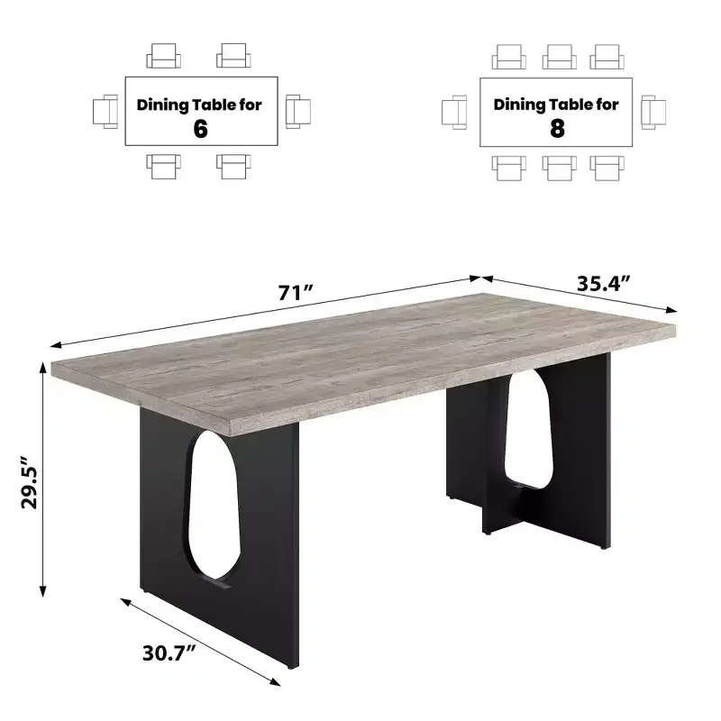 71 Long Dining Table for 6-10 People - Kitchen Table with Extra Thickened Tabletop & Heavy Duty Base Legs, Modern Rectangular Dinner Table