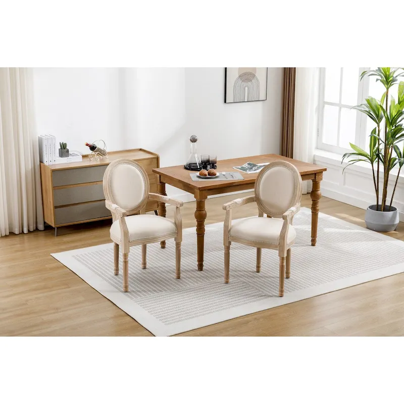 Upholstered Fabric Dining Armchair Set of 2