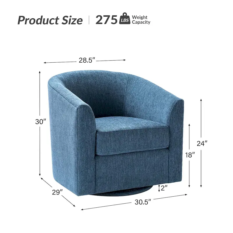 Cuenca Modern Upholstered Barrel Chair with Swivel Base