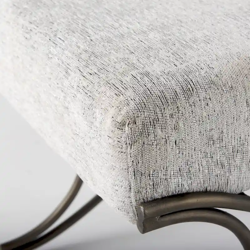 Ayla Gray Fabric Seat w/ Dark Nickel Metal Frame Bench