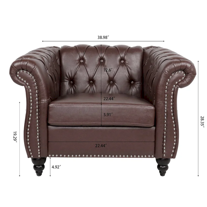 Christopher Knight Home- Winston PU Leather Chesterfield Club Chair