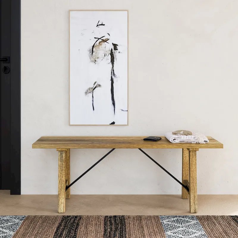 Natural Solid Mango Wood Bench, 1-Seat, 47 Wide
