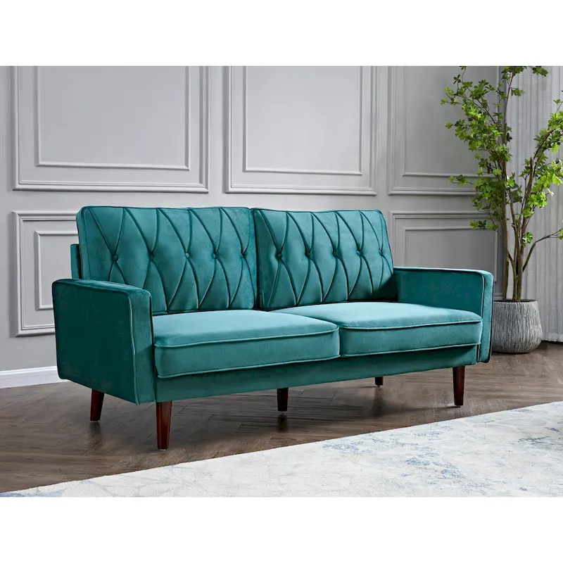 Feemster 69.3 Wide Velvet Tufted Cushion Back Sofa