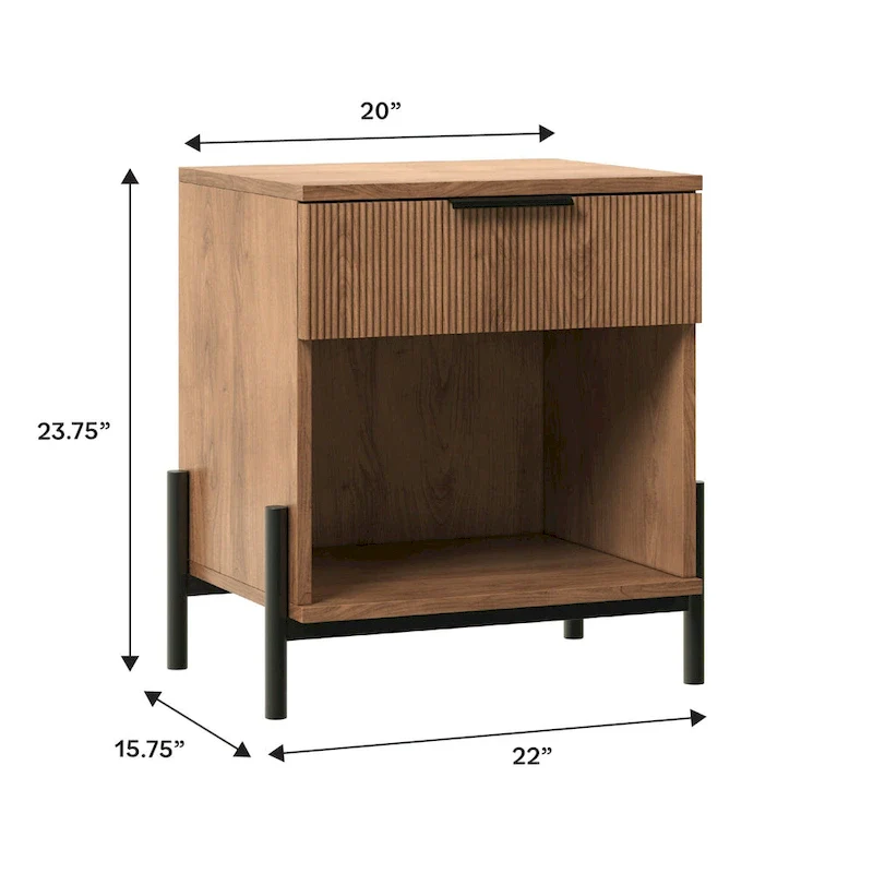 Modern Fluted-Drawer Nightstand (Set of 2)