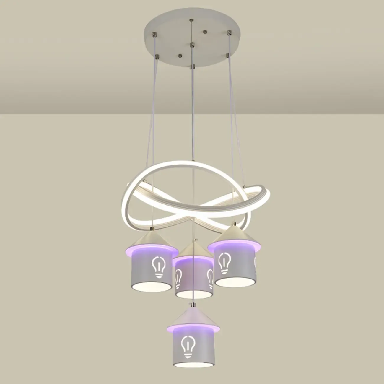 Modern 4-Light LED Chandelier with Unique House Design