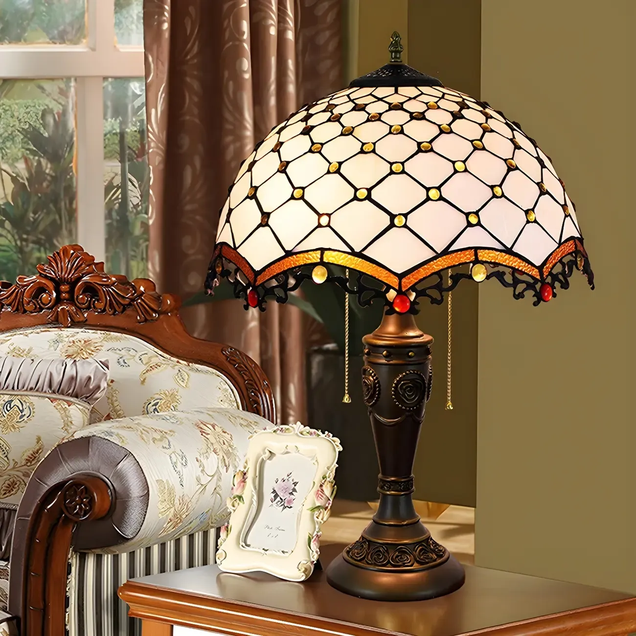 HomeyFad 2-Light Vintage Stainless Glass Dome Table Lamp