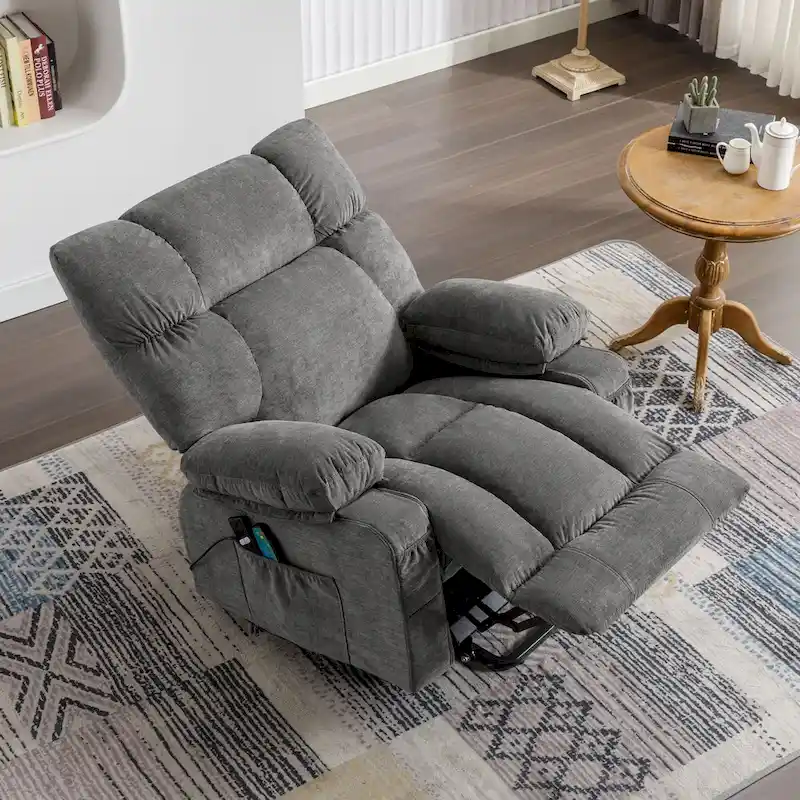 Power Lift Recliner with Heat, Massage, USB Charging – Blue