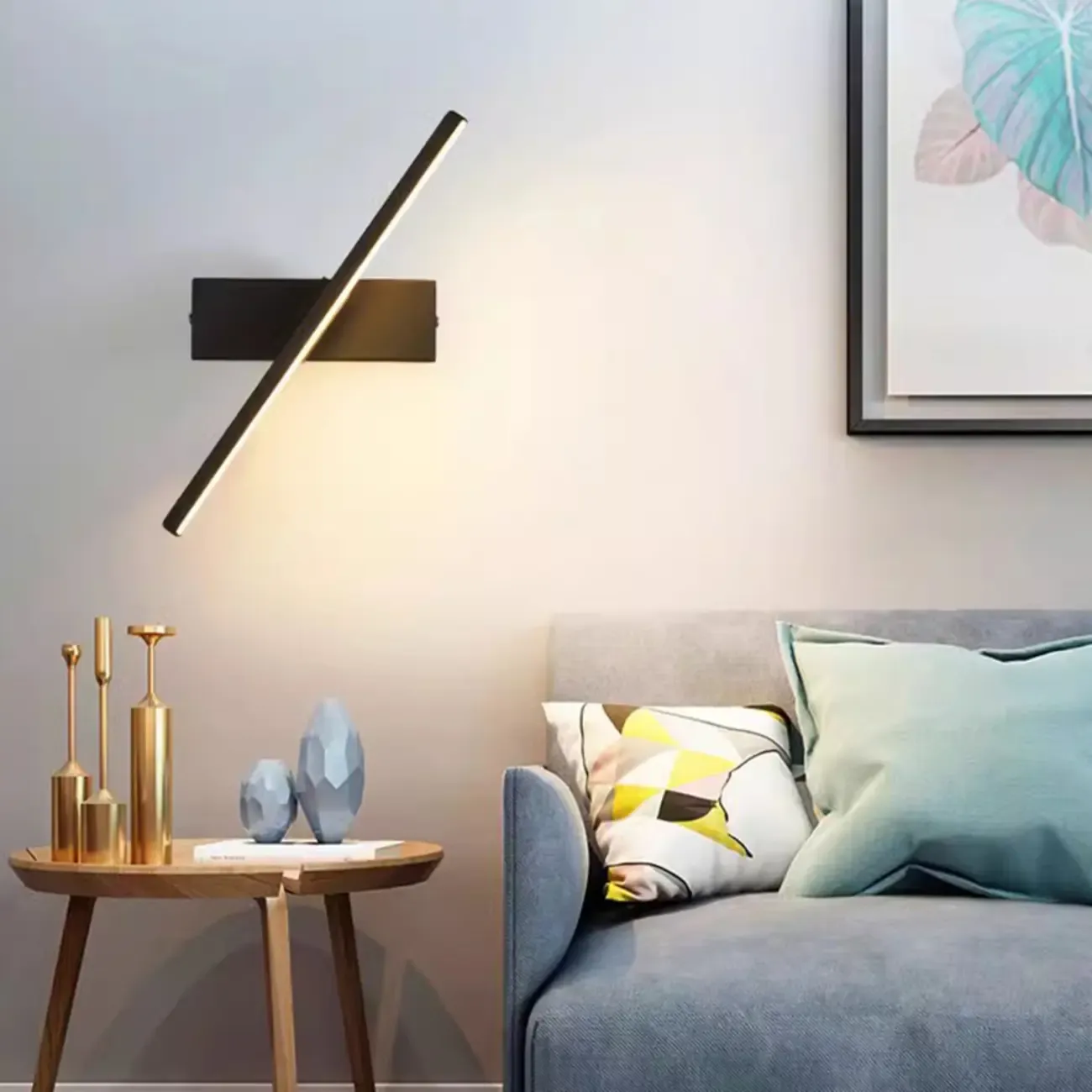 Rotatable Simple Black Linear Mini Wall Sconce Dimmable