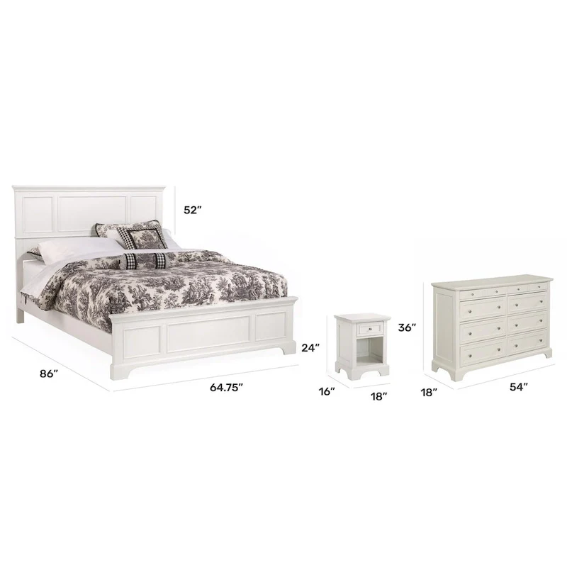 Naples 3-Piece Off-White Queen Bedroom Set