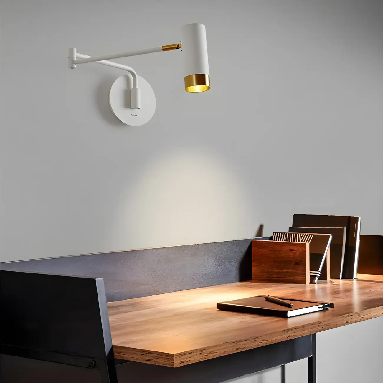 Modern Metal White Black Adjustable Swing Arm Wall Light