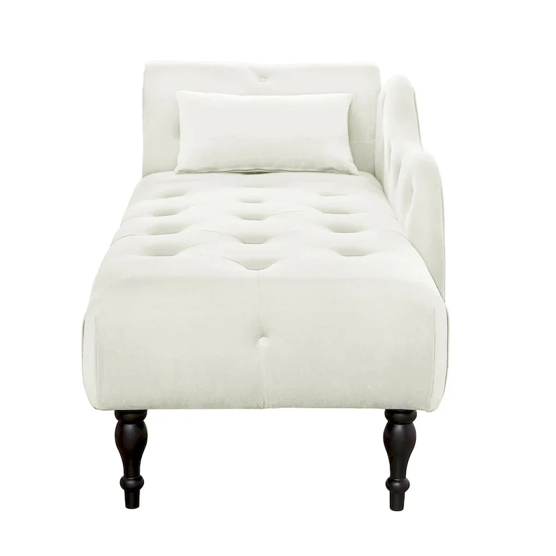 Modern 60.6 Velvet Upholstered Buttons Tufted Chaise Lounge Chair with Solid Wood Legs and Nailheads