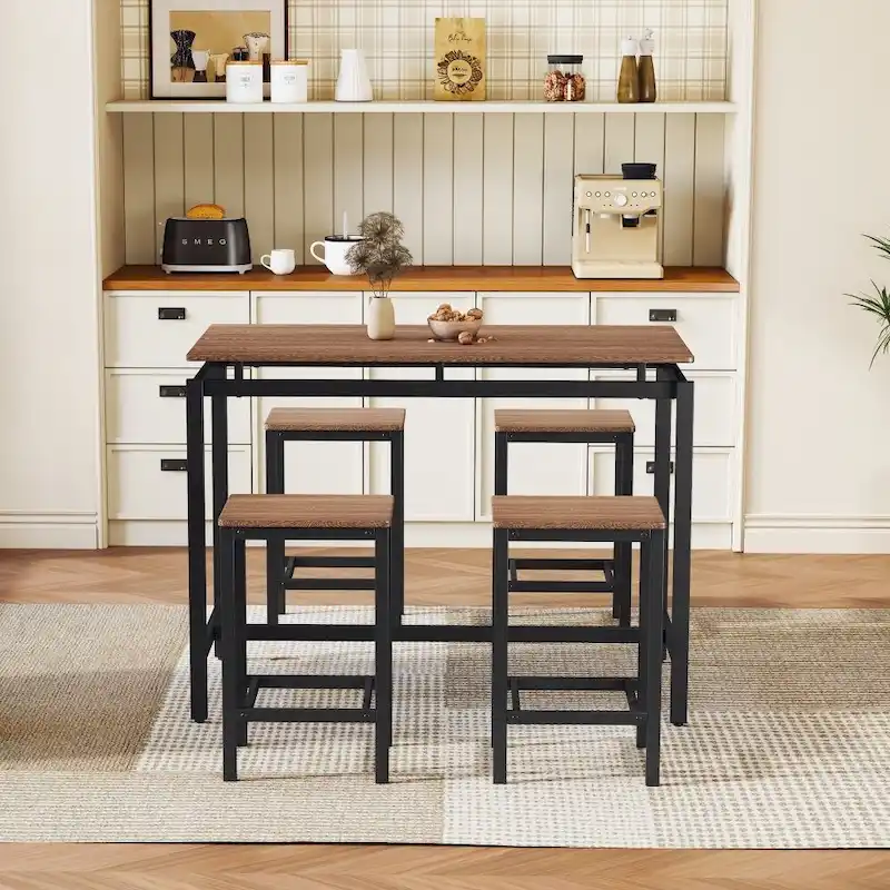 Modern 5-Piece Oak Compact Bar Table Set