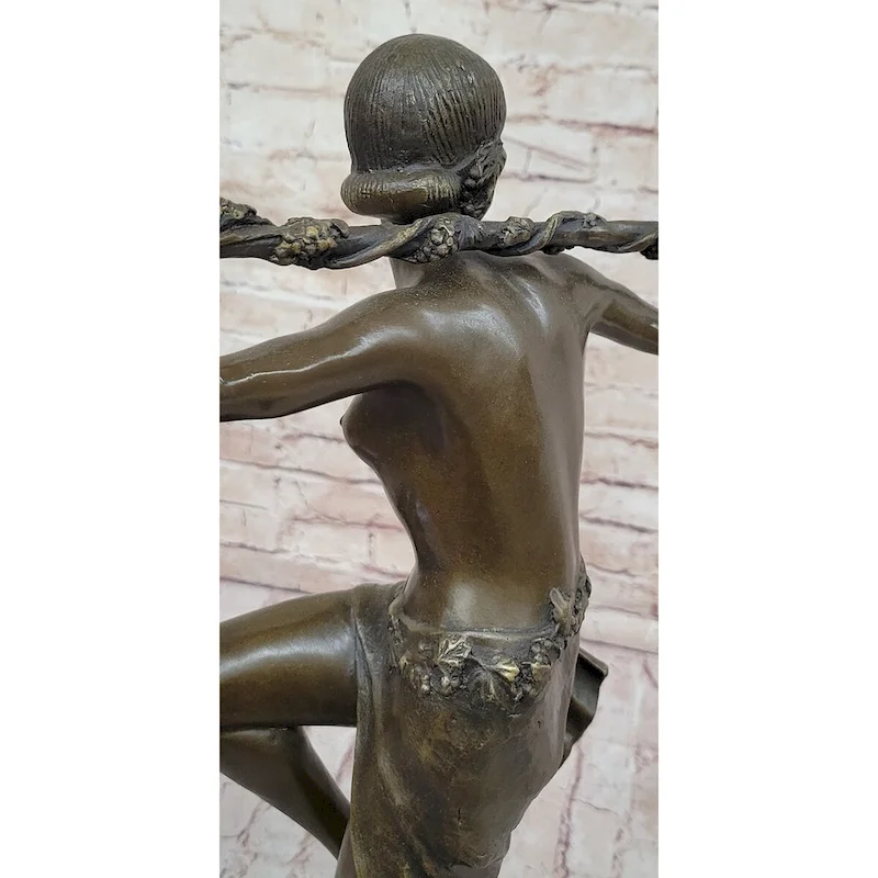 Dancer Of Thyrsus By Pierre Le Faguays - Art Deco Bronze Sculpture On Marble Base