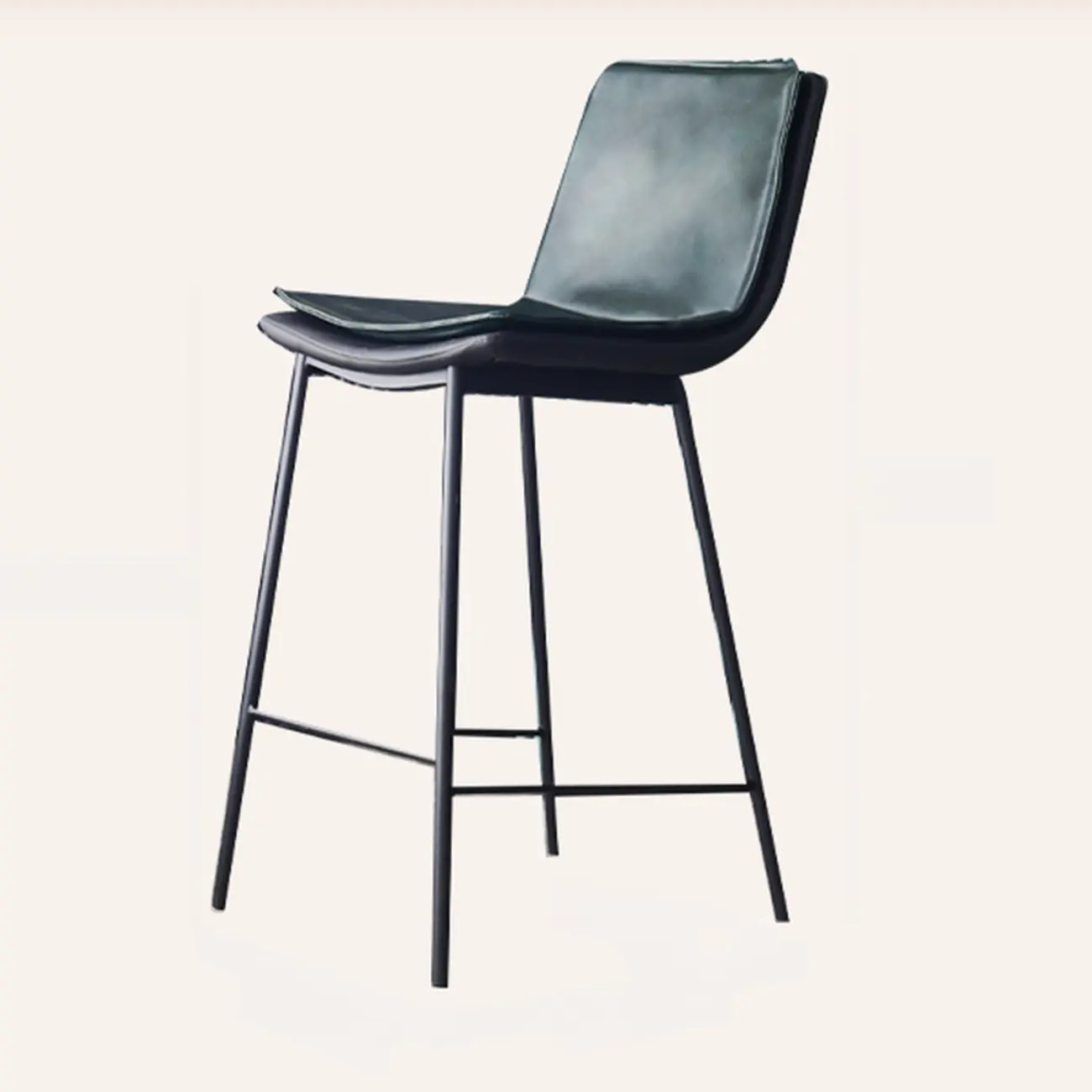 Modern Leather Counter Height Bar Stool with Back