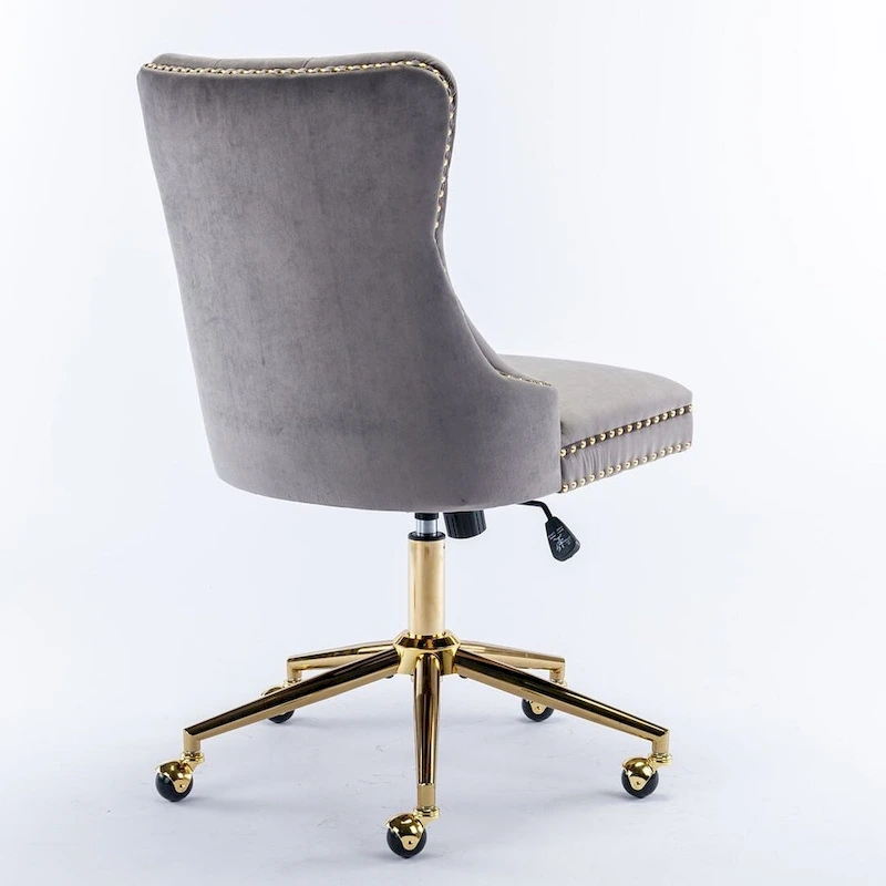 Office Chair with Wheels, Adjustable Height, Velvet Upholstered Tufted Button Computer Desk Chair Swivel