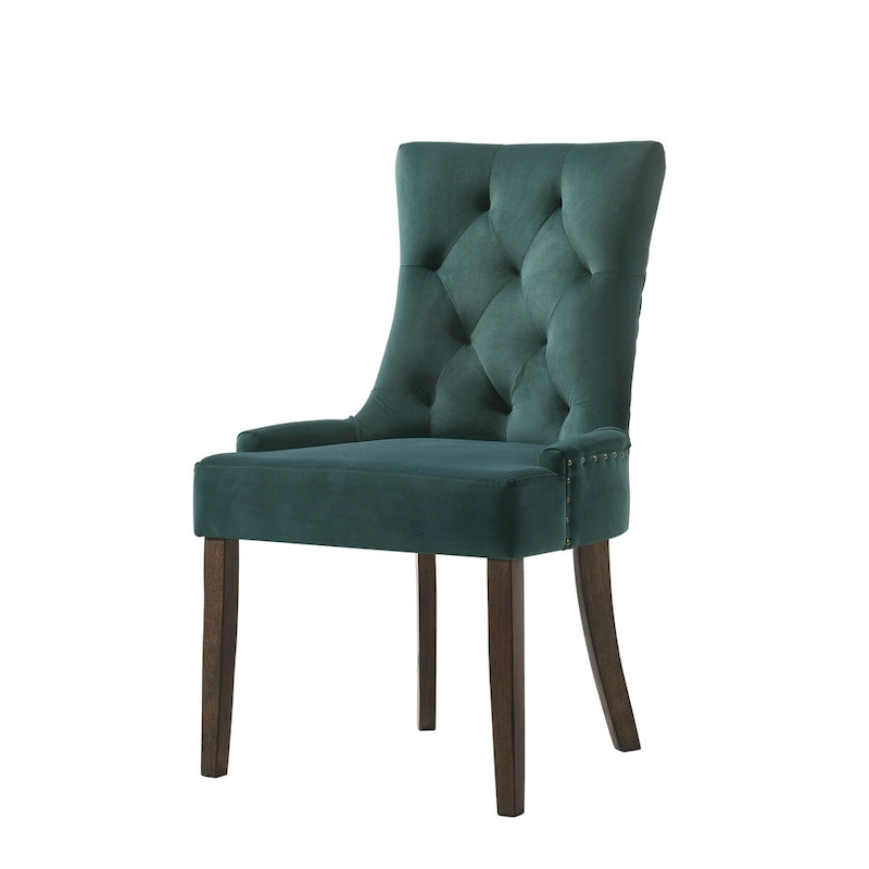 Side Chair, Green Velvet & Espresso Finish