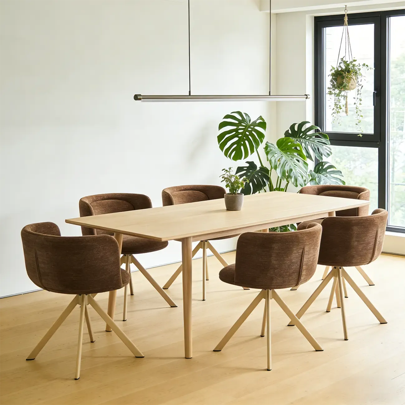 Modern Low Back Fabric Swivel Dining Chairs Set of 2