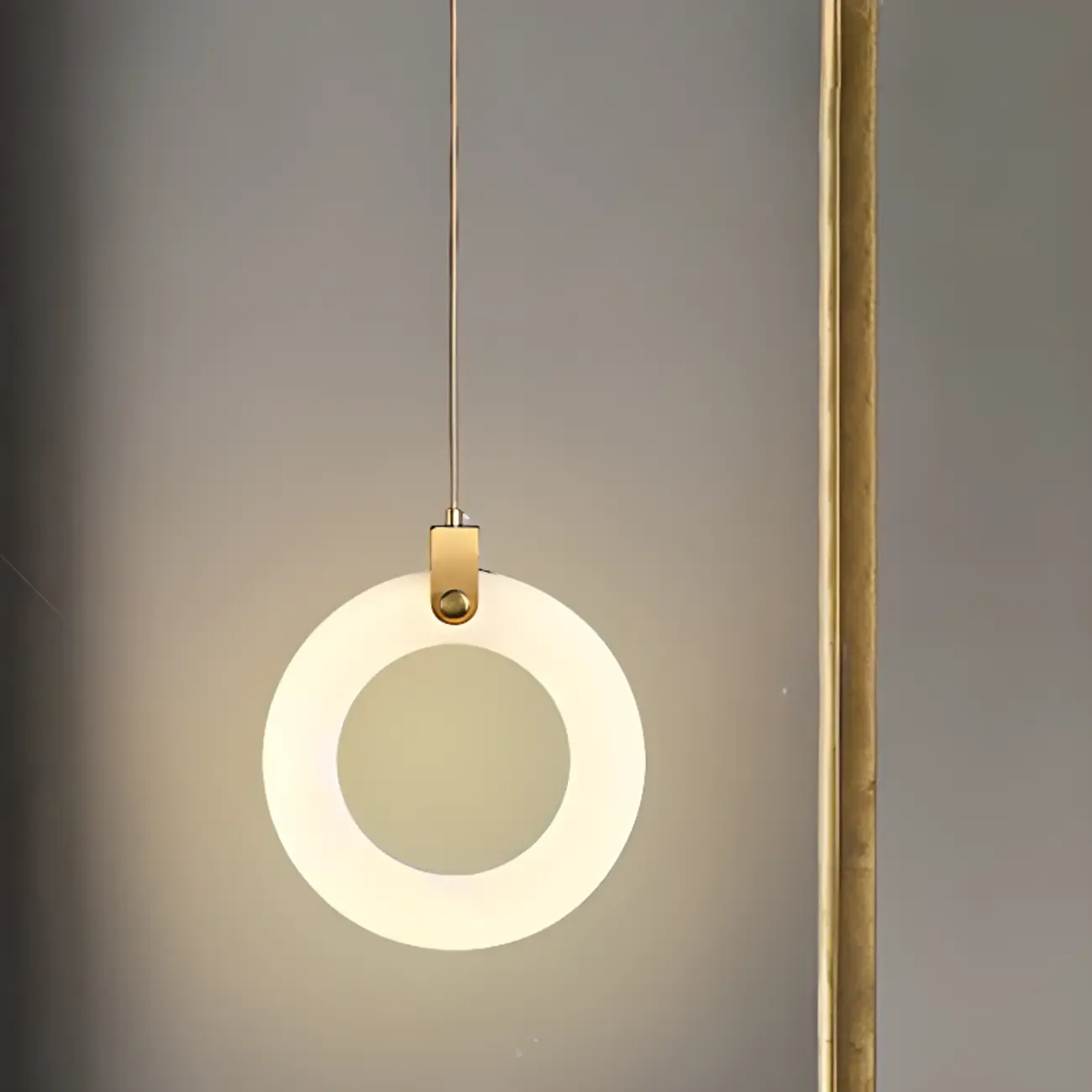 Adjustable Gold Metal Circle Hanging Pendant Light