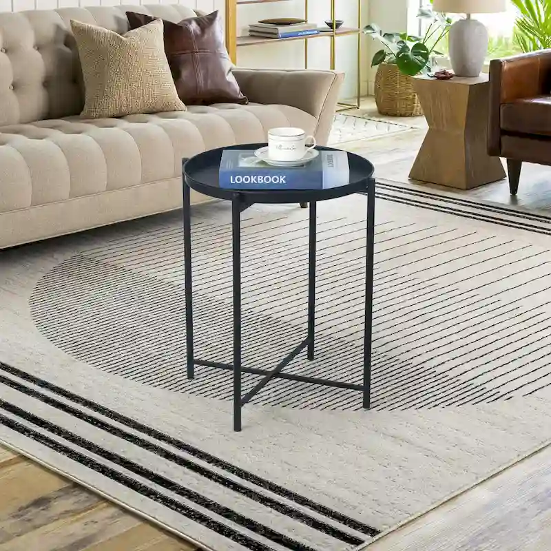 Gold End Table Metal Waterproof Snack Beside Table Accent Coffee Table - 16.9(D)x 16.9(W)x 20.5(H)
