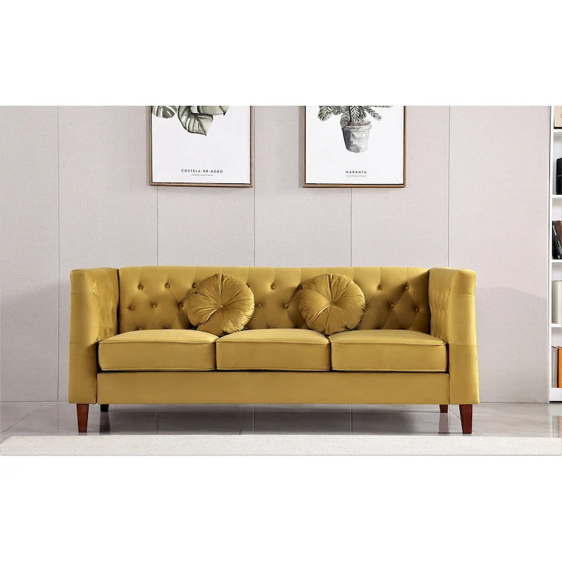 US PRIDE FURNITURE Velvet Classic Chesterfield 2 pieces Living Room Sets, Sofa and Lovesat